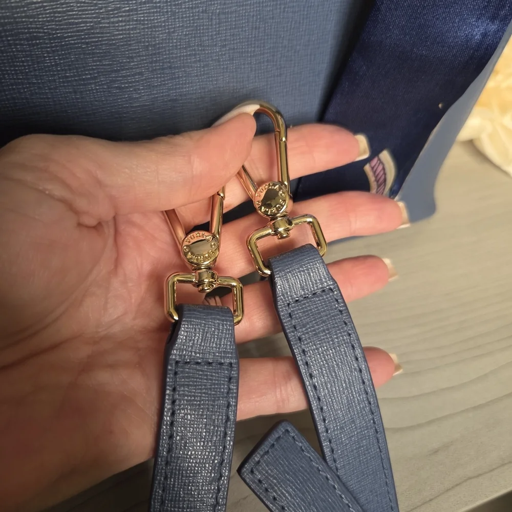 Furla Blue Handbag with Scarf Accent - Picture 7 of 13